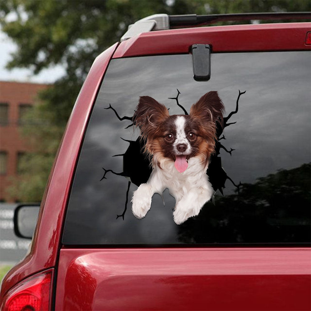 Papillon Dog Crack Sticker For Back Window Wiper Funny Small Stickers Mother'S Day , Bmw Key Sticker 12x12IN 2PCS