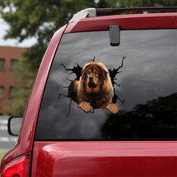 Tibetan Mastiff Crack Decal For Car Window Happy Logo Stickers Gifts, Auto Decals 12x12IN 2PCS