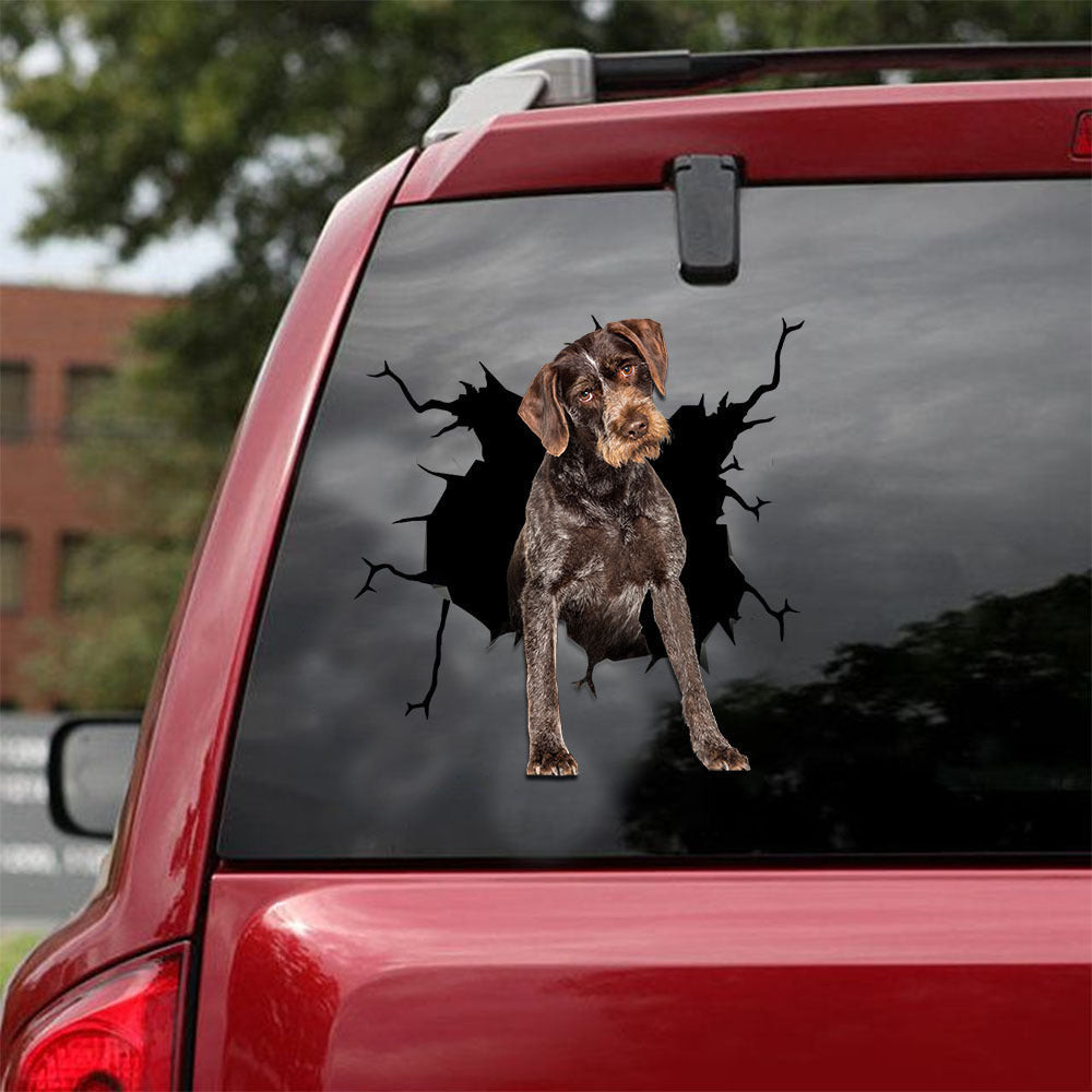 German Wirehaired Pointers Crack Sticker Design Cute A Thank You Stickers Gifts, Car Sticker Shop Near Me 12x12IN 2PCS
