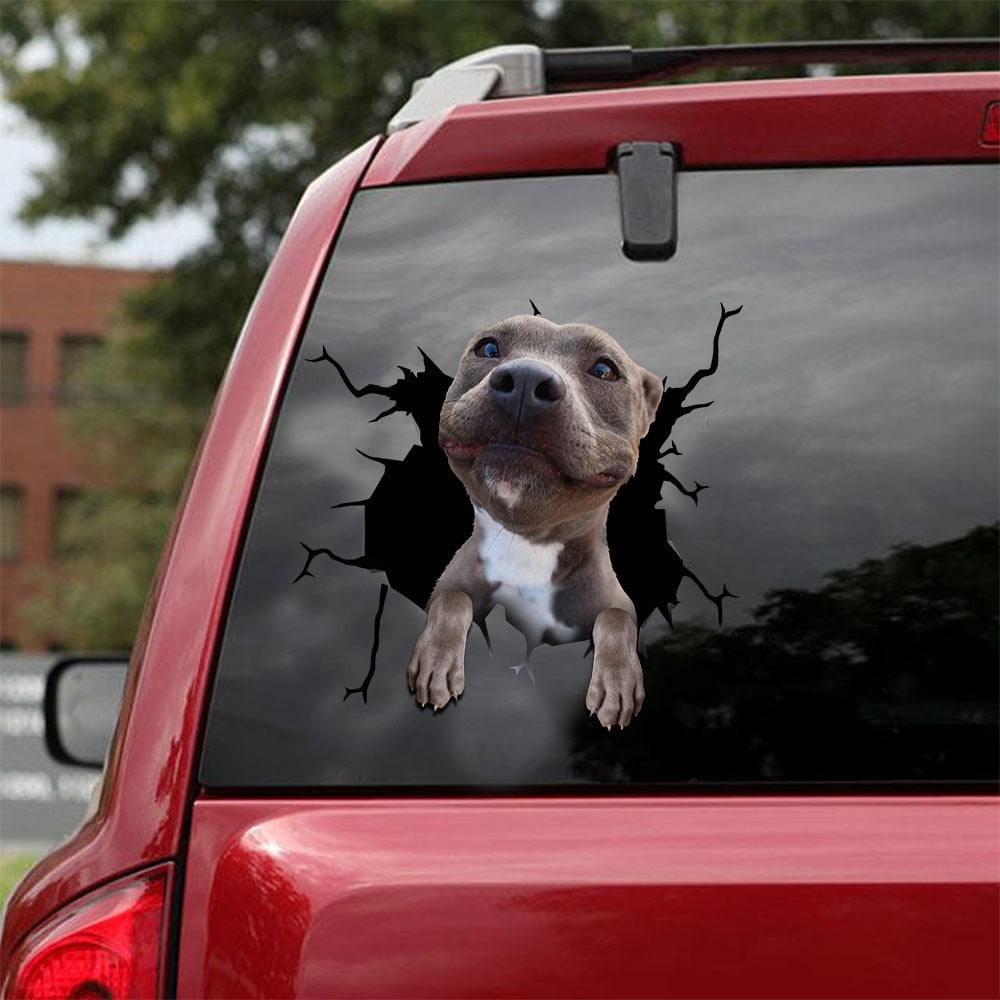 Staffordshire Bull Terrier Crack Sticker Sheets Funny Quotes Vehicle Decals Gifts For Mom From Daughter, Bolero Sticker New Model Price 12x12IN 2PCS