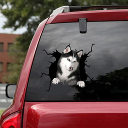 Siberian Husky Crack Sticker For Back Window Wiper Super Cute Clear Sticker Paper , Engineer Sticker For Car 12x12IN 2PCS