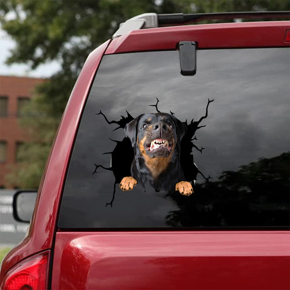Rottweiler Crack Decal For Wall Lovely Vinyl Stickers , Catholic Bumper Stickers 12x12IN 2PCS