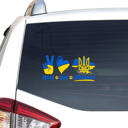 Peace Love Ukraine I Stand With Ukraine Support Ukraine T Shirt Sticker Car Vinyl Decal Sticker 18x18IN 2PCS