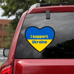 I Support Ukraine Blue Yellow Heart Ukraine Sticker Car Vinyl Decal Sticker 12x12IN 2PCS