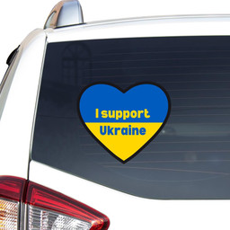 I Support Ukraine Blue Yellow Heart Ukraine Sticker Car Vinyl Decal Sticker 18x18IN 2PCS