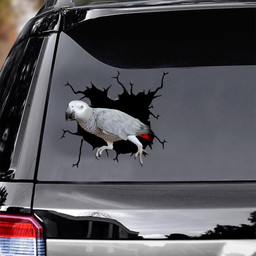 African Grey Crack Window Decal Custom 3d Car Decal Vinyl Aesthetic Decal Funny Stickers Cute Gift Ideas Ae10003 Car Vinyl Decal Sticker Window Decals, Peel and Stick Wall Decals