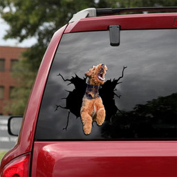 Airedale Terrier Crack Window Decal Custom 3d Car Decal Vinyl Aesthetic Decal Funny Stickers Cute Gift Ideas Ae10009 Car Vinyl Decal Sticker Window Decals, Peel and Stick Wall Decals 18x18IN 2PCS