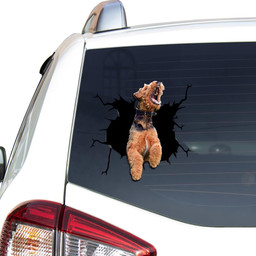 Airedale Terrier Crack Window Decal Custom 3d Car Decal Vinyl Aesthetic Decal Funny Stickers Cute Gift Ideas Ae10009 Car Vinyl Decal Sticker Window Decals, Peel and Stick Wall Decals