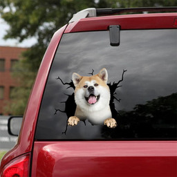 Akita Dog Breeds Dogs Puppy Crack Window Decal Custom 3d Car Decal Vinyl Aesthetic Decal Funny Stickers Cute Gift Ideas Ae10014 Car Vinyl Decal Sticker Window Decals, Peel and Stick Wall Decals 18x18IN 2PCS