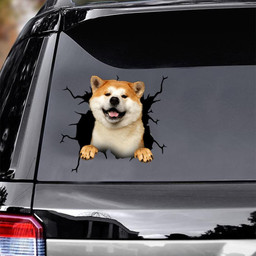 Akita Dog Breeds Dogs Puppy Crack Window Decal Custom 3d Car Decal Vinyl Aesthetic Decal Funny Stickers Cute Gift Ideas Ae10015 Car Vinyl Decal Sticker Window Decals, Peel and Stick Wall Decals