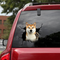 Akita Dog Breeds Dogs Puppy Crack Window Decal Custom 3d Car Decal Vinyl Aesthetic Decal Funny Stickers Cute Gift Ideas Ae10019 Car Vinyl Decal Sticker Window Decals, Peel and Stick Wall Decals 18x18IN 2PCS