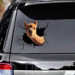 Alpaca Crack Window Decal Custom 3d Car Decal Vinyl Aesthetic Decal Funny Stickers Cute Gift Ideas Ae10025 Car Vinyl Decal Sticker Window Decals, Peel and Stick Wall Decals