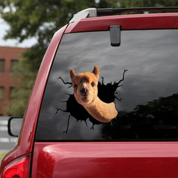 Alpaca Crack Window Decal Custom 3d Car Decal Vinyl Aesthetic Decal Funny Stickers Cute Gift Ideas Ae10025 Car Vinyl Decal Sticker Window Decals, Peel and Stick Wall Decals 18x18IN 2PCS