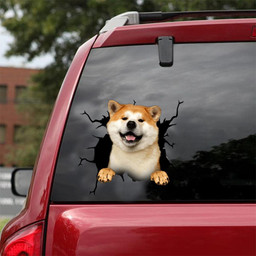 Akita Dog Breeds Dogs Puppy Crack Window Decal Custom 3d Car Decal Vinyl Aesthetic Decal Funny Stickers Cute Gift Ideas Ae10015 Car Vinyl Decal Sticker Window Decals, Peel and Stick Wall Decals 18x18IN 2PCS
