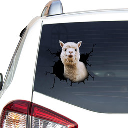 Alpaca Crack Window Decal Custom 3d Car Decal Vinyl Aesthetic Decal Funny Stickers Cute Gift Ideas Ae10027 Car Vinyl Decal Sticker Window Decals, Peel and Stick Wall Decals