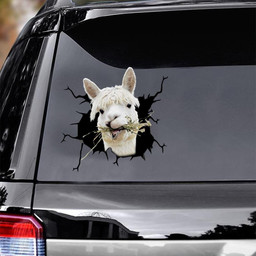 Alpaca Crack Window Decal Custom 3d Car Decal Vinyl Aesthetic Decal Funny Stickers Cute Gift Ideas Ae10029 Car Vinyl Decal Sticker Window Decals, Peel and Stick Wall Decals