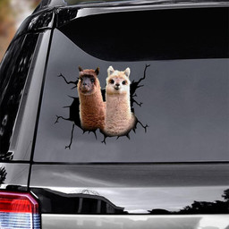 Alpaca Crack Window Decal Custom 3d Car Decal Vinyl Aesthetic Decal Funny Stickers Cute Gift Ideas Ae10028 Car Vinyl Decal Sticker Window Decals, Peel and Stick Wall Decals