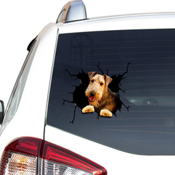 Airedale Terrier Crack Window Decal Custom 3d Car Decal Vinyl Aesthetic Decal Funny Stickers Cute Gift Ideas Ae10012 Car Vinyl Decal Sticker Window Decals, Peel and Stick Wall Decals
