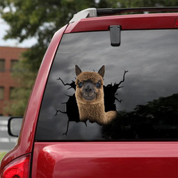Alpaca Crack Window Decal Custom 3d Car Decal Vinyl Aesthetic Decal Funny Stickers Cute Gift Ideas Ae10026 Car Vinyl Decal Sticker Window Decals, Peel and Stick Wall Decals 18x18IN 2PCS