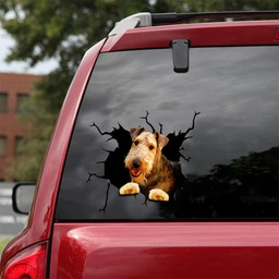 Airedale Terrier Crack Window Decal Custom 3d Car Decal Vinyl Aesthetic Decal Funny Stickers Cute Gift Ideas Ae10012 Car Vinyl Decal Sticker Window Decals, Peel and Stick Wall Decals 18x18IN 2PCS