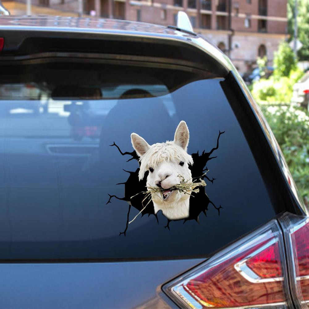 Alpaca Crack Window Decal Custom 3d Car Decal Vinyl Aesthetic Decal Funny Stickers Cute Gift Ideas Ae10029 Car Vinyl Decal Sticker Window Decals, Peel and Stick Wall Decals 12x12IN 2PCS