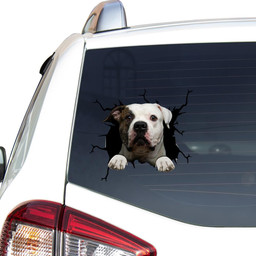 American Bulldog Crack Window Decal Custom 3d Car Decal Vinyl Aesthetic Decal Funny Stickers Cute Gift Ideas Ae10036 Car Vinyl Decal Sticker Window Decals, Peel and Stick Wall Decals