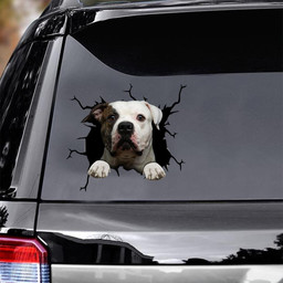 American Bulldog Crack Window Decal Custom 3d Car Decal Vinyl Aesthetic Decal Funny Stickers Cute Gift Ideas Ae10036 Car Vinyl Decal Sticker Window Decals, Peel and Stick Wall Decals