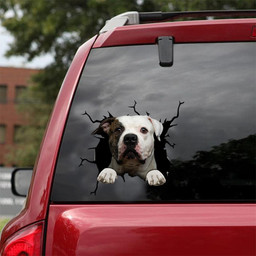 American Bulldog Crack Window Decal Custom 3d Car Decal Vinyl Aesthetic Decal Funny Stickers Cute Gift Ideas Ae10036 Car Vinyl Decal Sticker Window Decals, Peel and Stick Wall Decals 18x18IN 2PCS