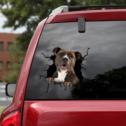 American Staffordshire Terrier Crack Window Decal Custom 3d Car Decal Vinyl Aesthetic Decal Funny Stickers Cute Gift Ideas Ae10052 Car Vinyl Decal Sticker Window Decals, Peel and Stick Wall Decals 18x18IN 2PCS