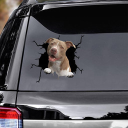 American Pitbull Dog Breeds Dogs Puppy Terrier Crack Window Decal Custom 3d Car Decal Vinyl Aesthetic Funny Stickers Car Vinyl Decal Sticker Window Decals, Peel and Stick Wall Decals