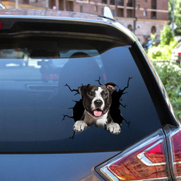 American Staffordshire Terrier Crack Window Decal Custom 3d Car Decal Vinyl Aesthetic Decal Funny Stickers Cute Gift Ideas Ae10054 Car Vinyl Decal Sticker Window Decals, Peel and Stick Wall Decals 12x12IN 2PCS