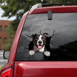 American Staffordshire Terrier Crack Window Decal Custom 3d Car Decal Vinyl Aesthetic Decal Funny Stickers Cute Gift Ideas Ae10054 Car Vinyl Decal Sticker Window Decals, Peel and Stick Wall Decals 18x18IN 2PCS