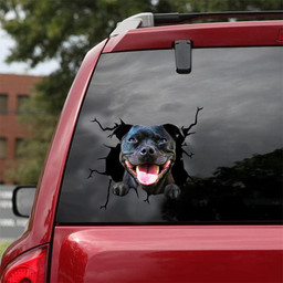 American Staffordshire Terrier Crack Window Decal Custom 3d Car Decal Vinyl Aesthetic Decal Funny Stickers Cute Gift Ideas Ae10047 Car Vinyl Decal Sticker Window Decals, Peel and Stick Wall Decals 18x18IN 2PCS