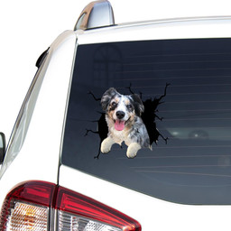 Australian Shepherds Crack Window Decal Custom 3d Car Decal Vinyl Aesthetic Decal Funny Stickers Cute Gift Ideas Ae10086 Car Vinyl Decal Sticker Window Decals, Peel and Stick Wall Decals