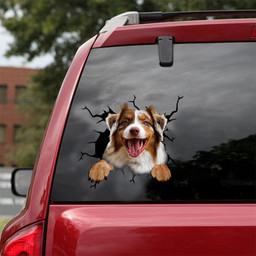Australian Shepherd Crack Window Decal Custom 3d Car Decal Vinyl Aesthetic Decal Funny Stickers Cute Gift Ideas Ae10075 Car Vinyl Decal Sticker Window Decals, Peel and Stick Wall Decals 18x18IN 2PCS