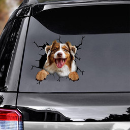 Australian Shepherd Crack Window Decal Custom 3d Car Decal Vinyl Aesthetic Decal Funny Stickers Cute Gift Ideas Ae10075 Car Vinyl Decal Sticker Window Decals, Peel and Stick Wall Decals