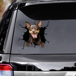 Australian Kelpie Crack Window Decal Custom 3d Car Decal Vinyl Aesthetic Decal Funny Stickers Home Decor Gift Ideas Car Vinyl Decal Sticker Window Decals, Peel and Stick Wall Decals