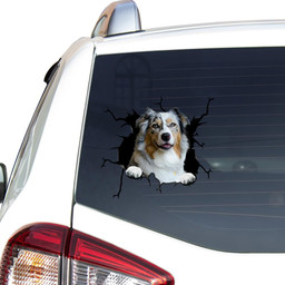 Australian Shepherd Crack Window Decal Custom 3d Car Decal Vinyl Aesthetic Decal Funny Stickers Cute Gift Ideas Ae10081 Car Vinyl Decal Sticker Window Decals, Peel and Stick Wall Decals