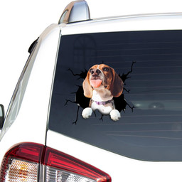 Beagle Dog Breeds Dogs Puppy Crack Window Decal Custom 3d Car Decal Vinyl Aesthetic Decal Funny Stickers Cute Gift Ideas Ae10107 Car Vinyl Decal Sticker Window Decals, Peel and Stick Wall Decals
