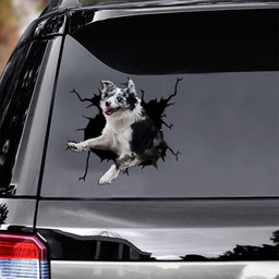 Australian Shepherd Crack Window Decal Custom 3d Car Decal Vinyl Aesthetic Decal Funny Stickers Cute Gift Ideas Ae10077 Car Vinyl Decal Sticker Window Decals, Peel and Stick Wall Decals