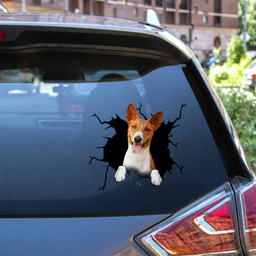 Basenji Dog Crack Window Decal Custom 3d Car Decal Vinyl Aesthetic Decal Funny Stickers Home Decor Gift Ideas Car Vinyl Decal Sticker Window Decals, Peel and Stick Wall Decals 12x12IN 2PCS