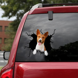 Basenji Dog Crack Window Decal Custom 3d Car Decal Vinyl Aesthetic Decal Funny Stickers Home Decor Gift Ideas Car Vinyl Decal Sticker Window Decals, Peel and Stick Wall Decals 18x18IN 2PCS