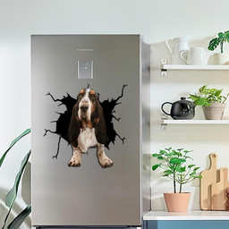 Basset Hound Crack Window Decal Custom 3d Car Decal Vinyl Aesthetic Decal Funny Stickers Cute Gift Ideas Ae10098 Car Vinyl Decal Sticker Window Decals, Peel and Stick Wall Decals