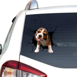 Beagle Dog Breeds Dogs Puppy Crack Window Decal Custom 3d Car Decal Vinyl Aesthetic Decal Funny Stickers Cute Gift Ideas Ae10111 Car Vinyl Decal Sticker Window Decals, Peel and Stick Wall Decals