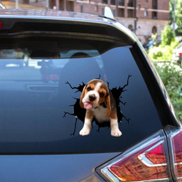 Beagle Dog Breeds Dogs Puppy Crack Window Decal Custom 3d Car Decal Vinyl Aesthetic Decal Funny Stickers Cute Gift Ideas Ae10111 Car Vinyl Decal Sticker Window Decals, Peel and Stick Wall Decals 12x12IN 2PCS