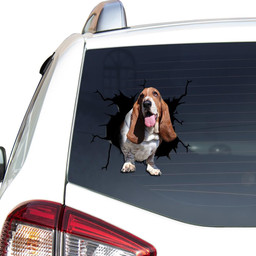Basset Hound Crack Window Decal Custom 3d Car Decal Vinyl Aesthetic Decal Funny Stickers Cute Gift Ideas Ae10096 Car Vinyl Decal Sticker Window Decals, Peel and Stick Wall Decals