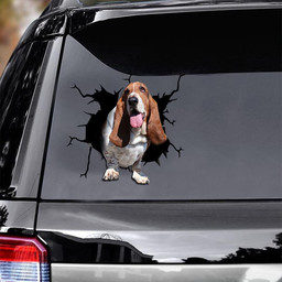 Basset Hound Crack Window Decal Custom 3d Car Decal Vinyl Aesthetic Decal Funny Stickers Cute Gift Ideas Ae10096 Car Vinyl Decal Sticker Window Decals, Peel and Stick Wall Decals