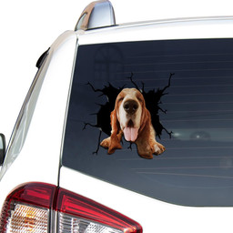 Basset Hound Crack Window Decal Custom 3d Car Decal Vinyl Aesthetic Decal Funny Stickers Cute Gift Ideas Ae10099 Car Vinyl Decal Sticker Window Decals, Peel and Stick Wall Decals