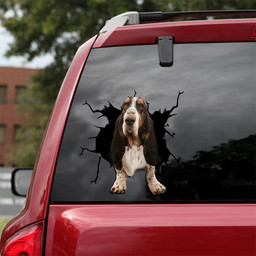 Basset Hound Crack Window Decal Custom 3d Car Decal Vinyl Aesthetic Decal Funny Stickers Cute Gift Ideas Ae10098 Car Vinyl Decal Sticker Window Decals, Peel and Stick Wall Decals 18x18IN 2PCS