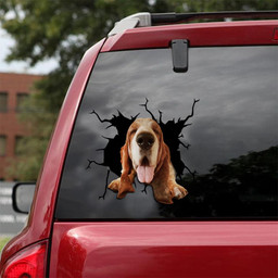 Basset Hound Crack Window Decal Custom 3d Car Decal Vinyl Aesthetic Decal Funny Stickers Cute Gift Ideas Ae10099 Car Vinyl Decal Sticker Window Decals, Peel and Stick Wall Decals 18x18IN 2PCS